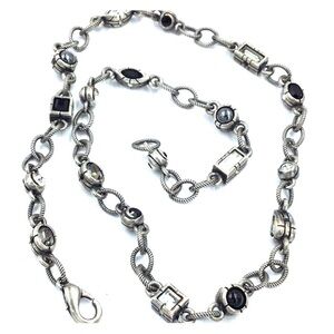 Silver Tone Crystal Gemstone Necklace